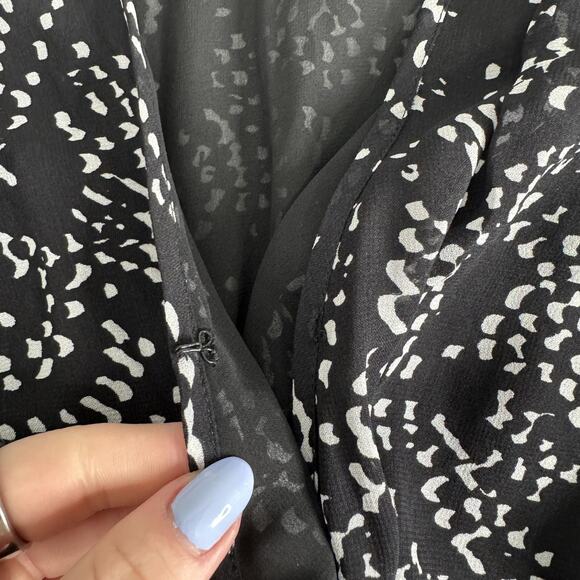 Payal Jain Anthropologie Sheer Maxi Wrap Dress Womens Small Black Printed Party - Picture 9 of 16